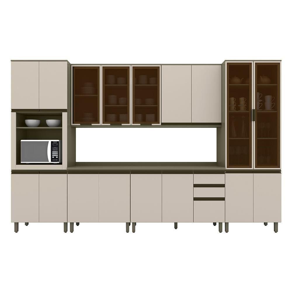 Cozinha Completa Connect 6 Peças com Torre Quente 1 Forno e Cristaleira - Móveis Henn