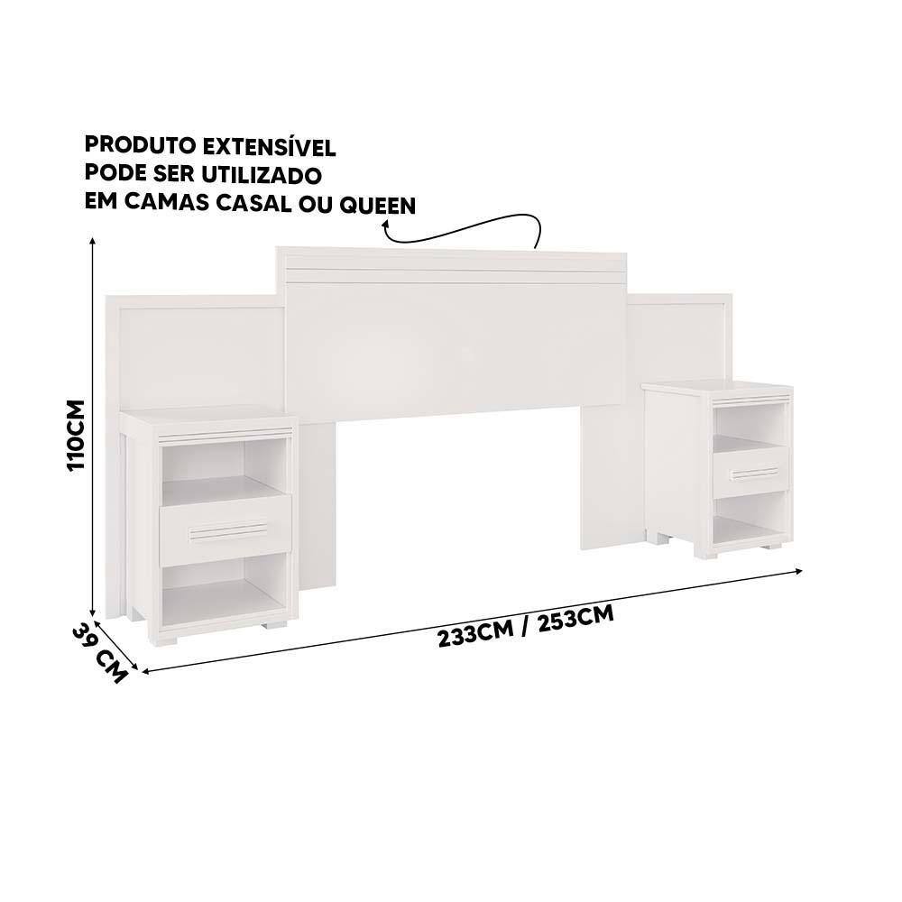 Cabeceira Casal E Queen Size Com 02 Mesa | Extra