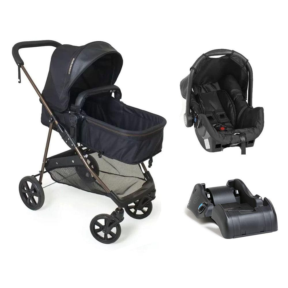 Travel System Galzerano Napoli com Base para Carro Trio Preto com Cobre