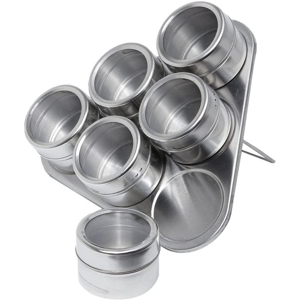 Kit 6 Porta Temperos Inox Suporte Imantado