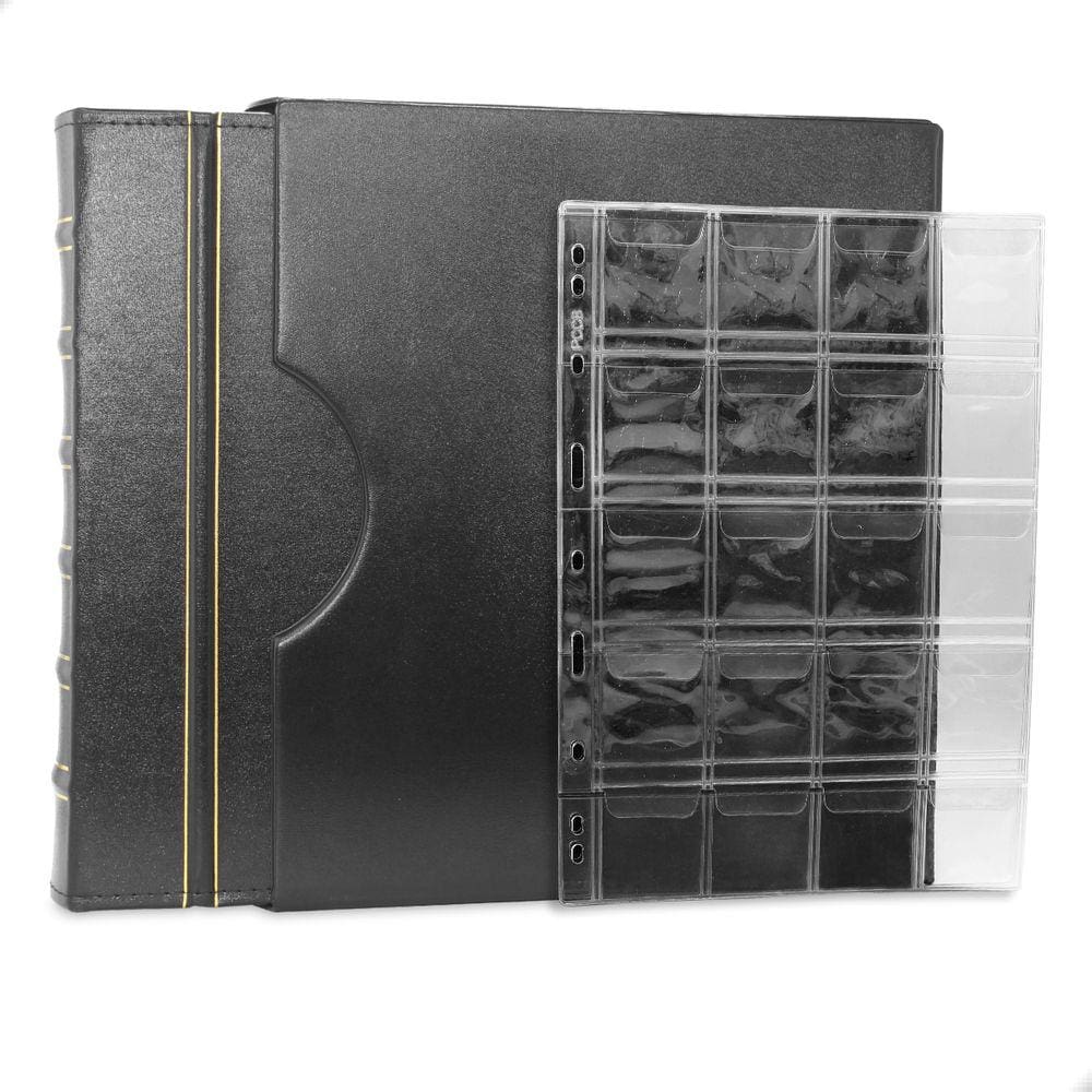 Álbum de Luxo Preto Gigante 30 Folhas de 20 Bolsos 28x21