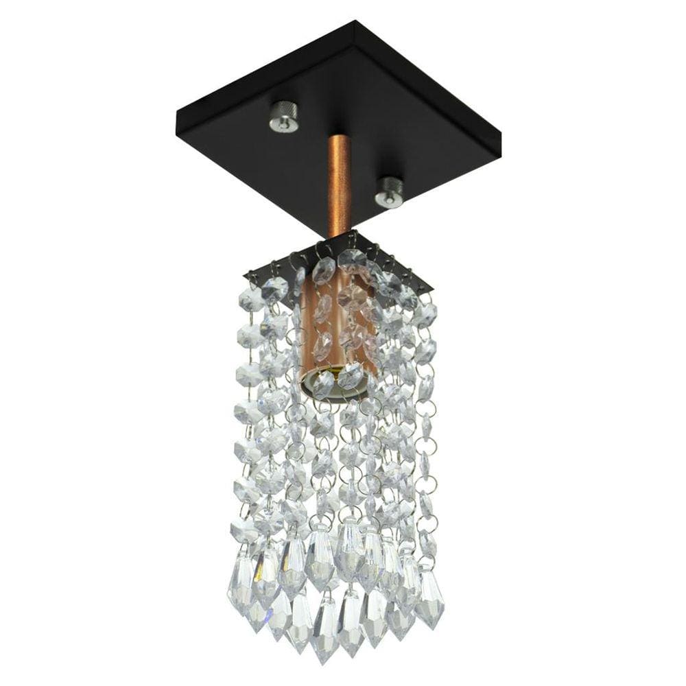 Lustre Clearcrillic Cristal Acrílico Quadrado Preto/Cobre