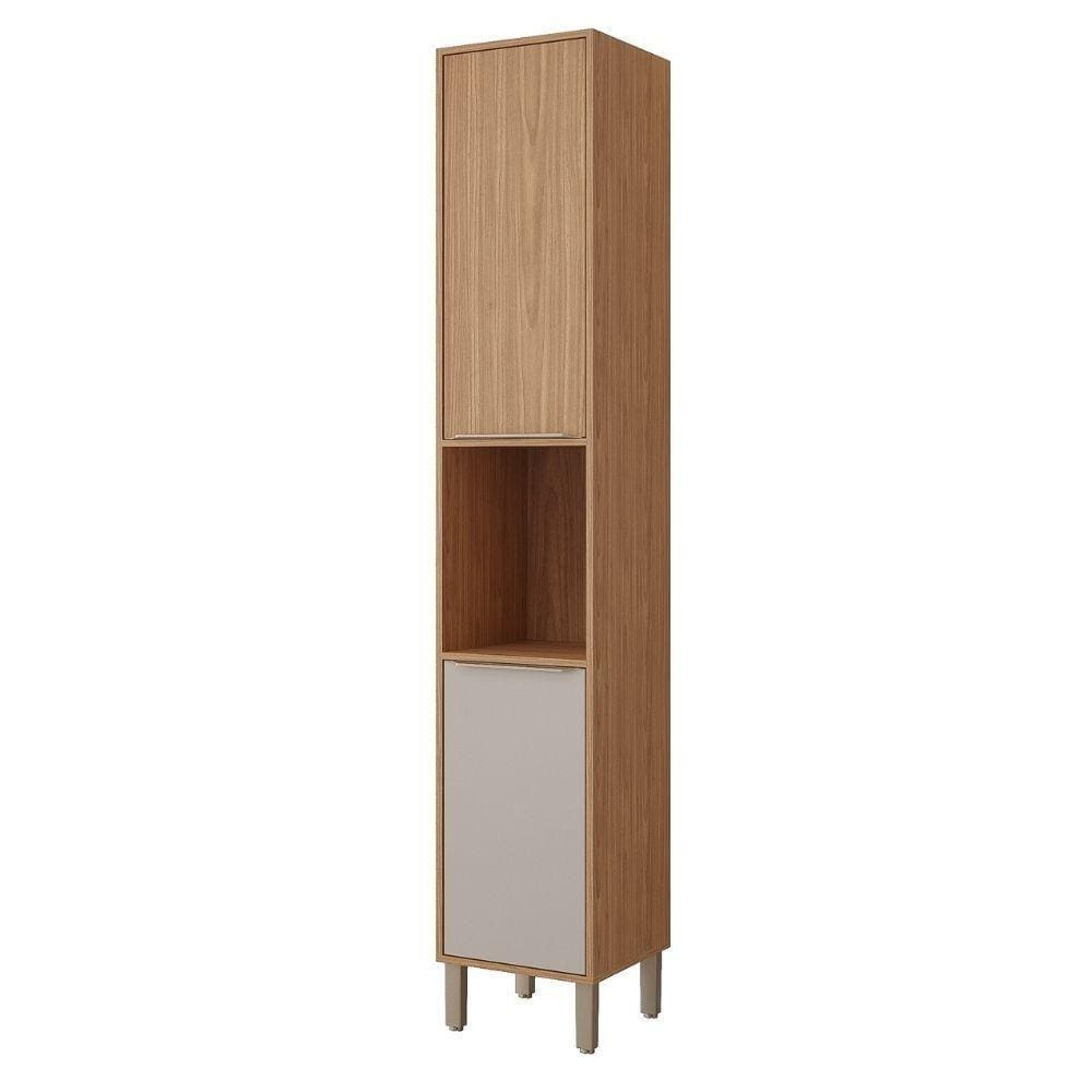 Paneleiro De Cozinha 100%Mdf 37Cm 2 Portas Divina Mgm Móveis Freijó/Off White