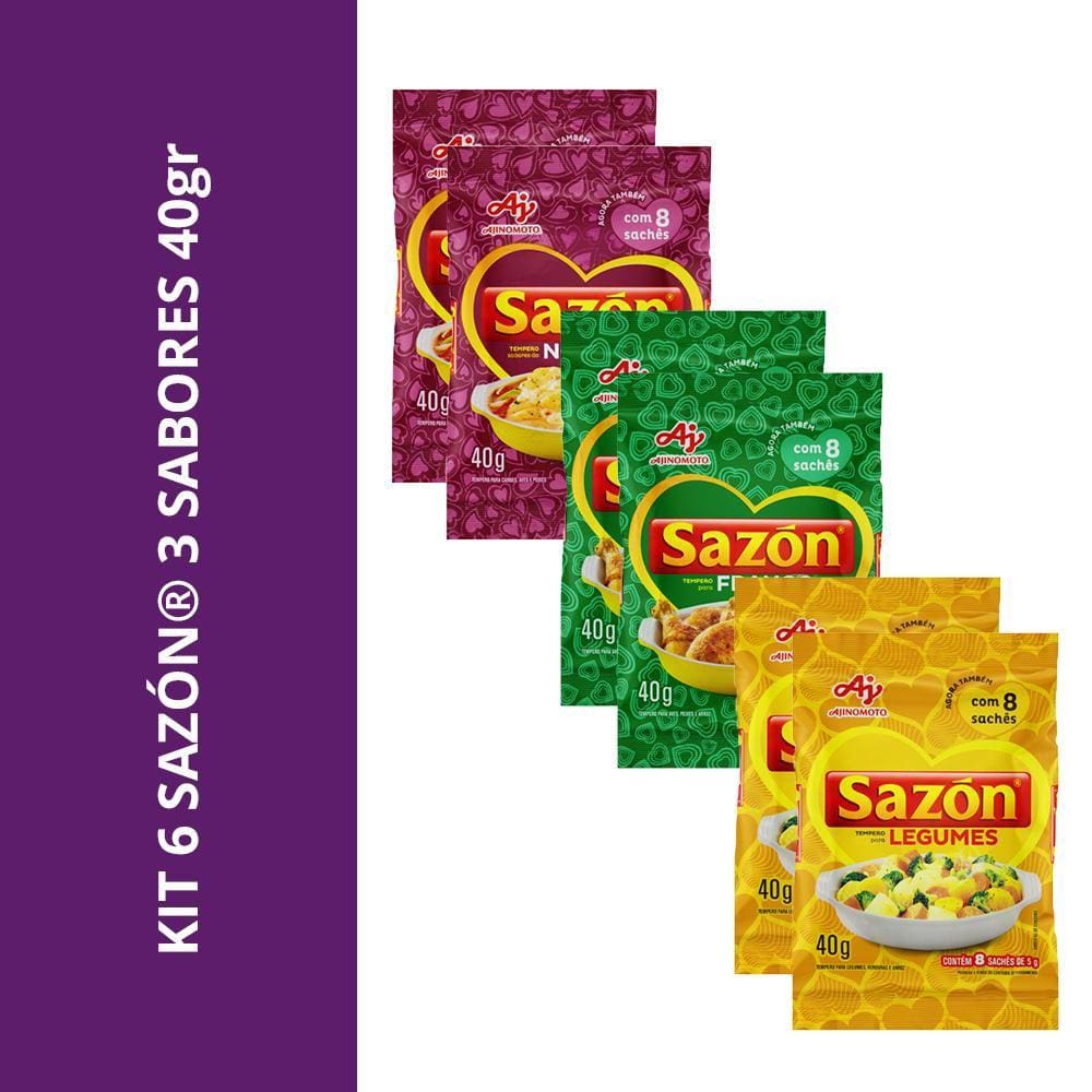 Kit 6 Sazón 3 Sabores 40Gr