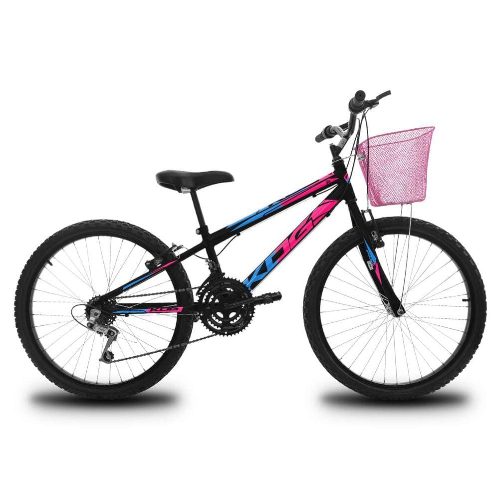 Bicicleta Infantil Aro 24 KOG Feminina 18V Shimano e Cesta