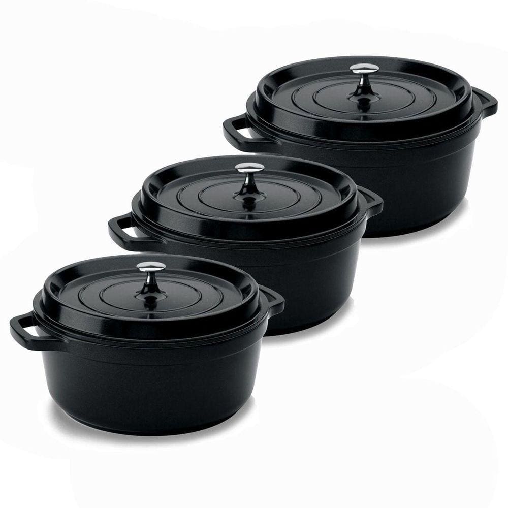 Kit Caçarola Hercules Cerâmica Indução Preto 4,3L x3