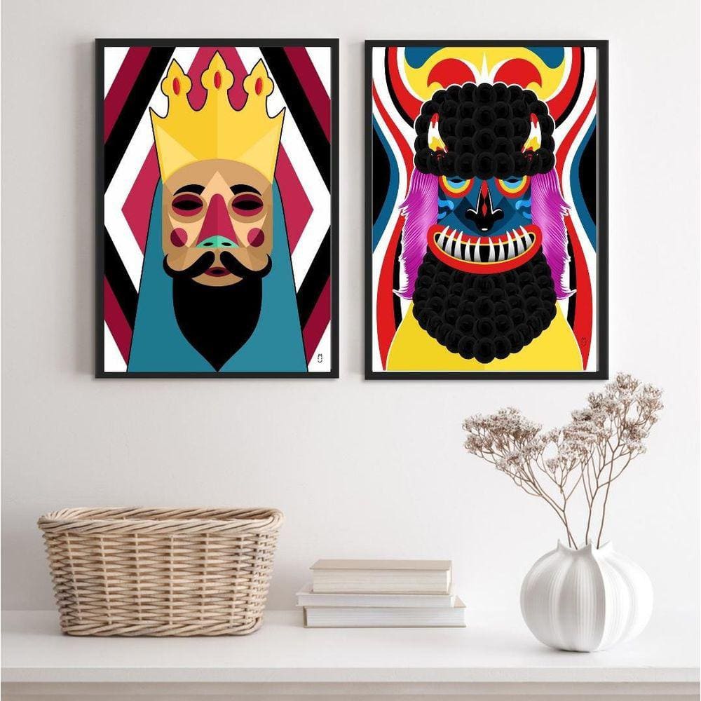 Kit 2 Quadros Folia de Reis 33x24cm - Madeira Branca