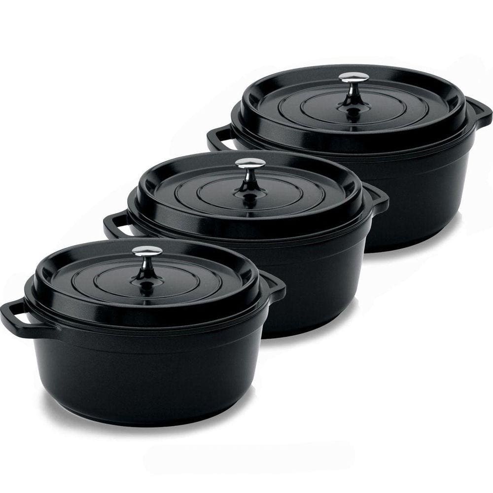 Conjunto Caçarola Hercules Cerâmica Preto 6,8L x3