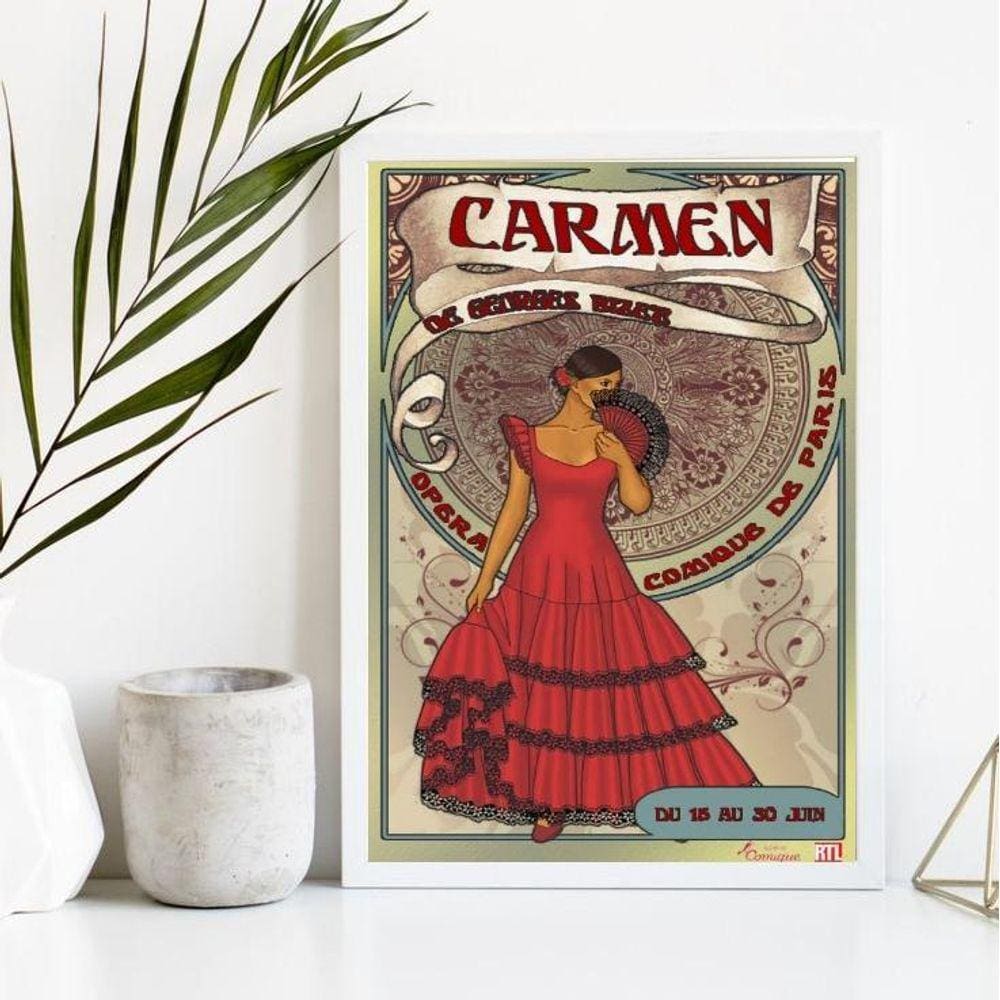 Quadro Cigana Carmem 33x24cm Moldura Preta