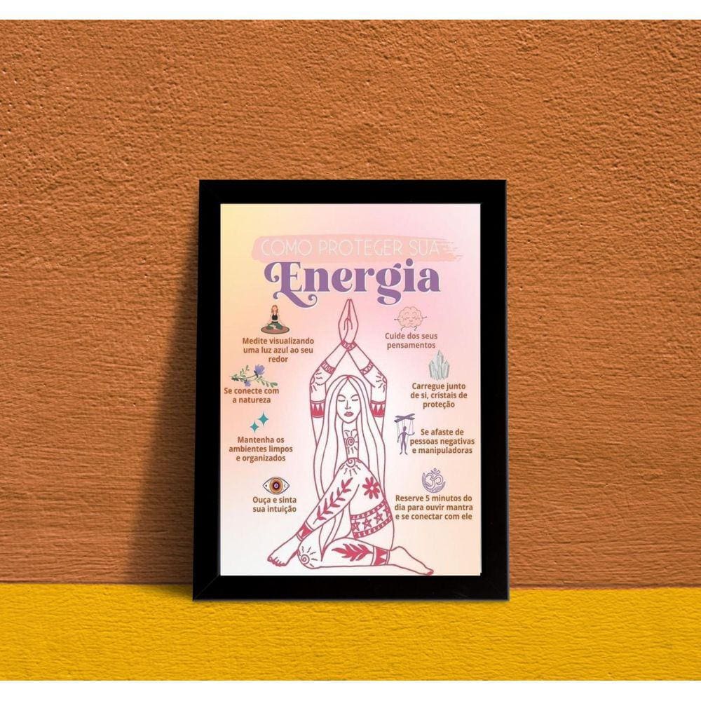 Quadro Proteção Energia 24x18cm - Moldura Preta