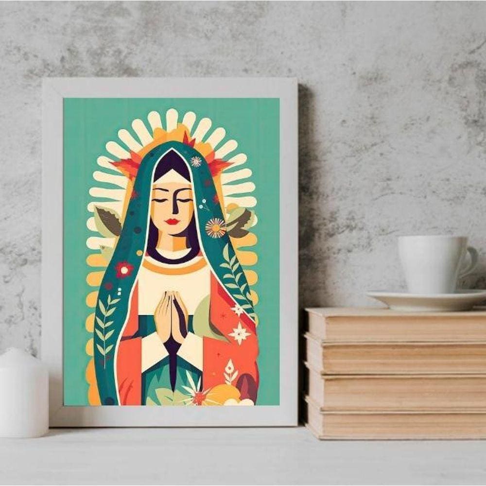 Quadro Nossa Senhora do Carmo 33x24cm - Madeira Branca