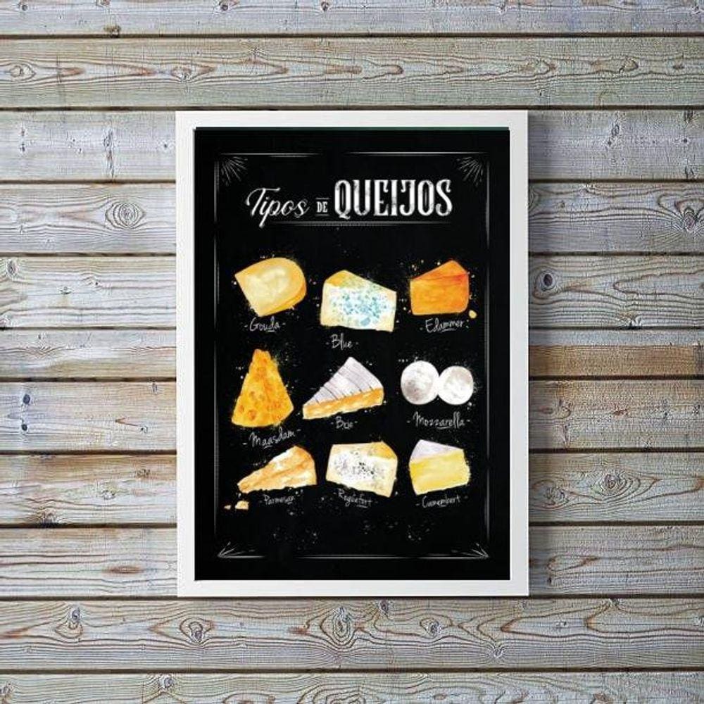 Quadro Decorativo Queijo 45x34cm Moldura Preta