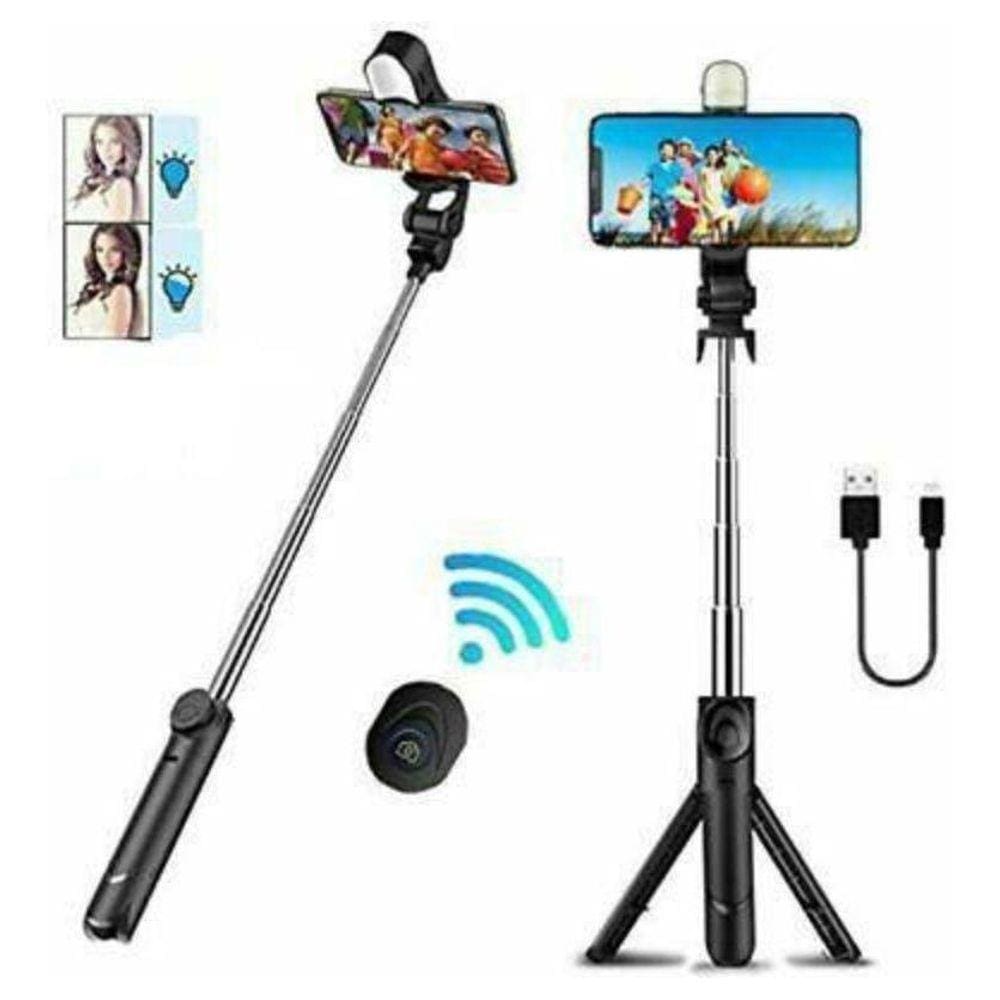 Bastão Selfie Tripe Luz Led Bluetooth 69cm