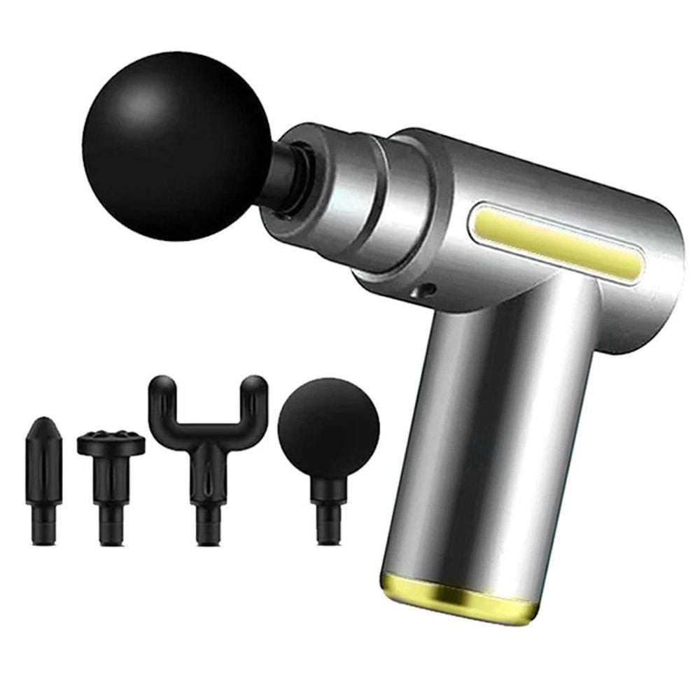 Massageador Elétrico 6 Níveis - Prata | Mini Fascial Gun