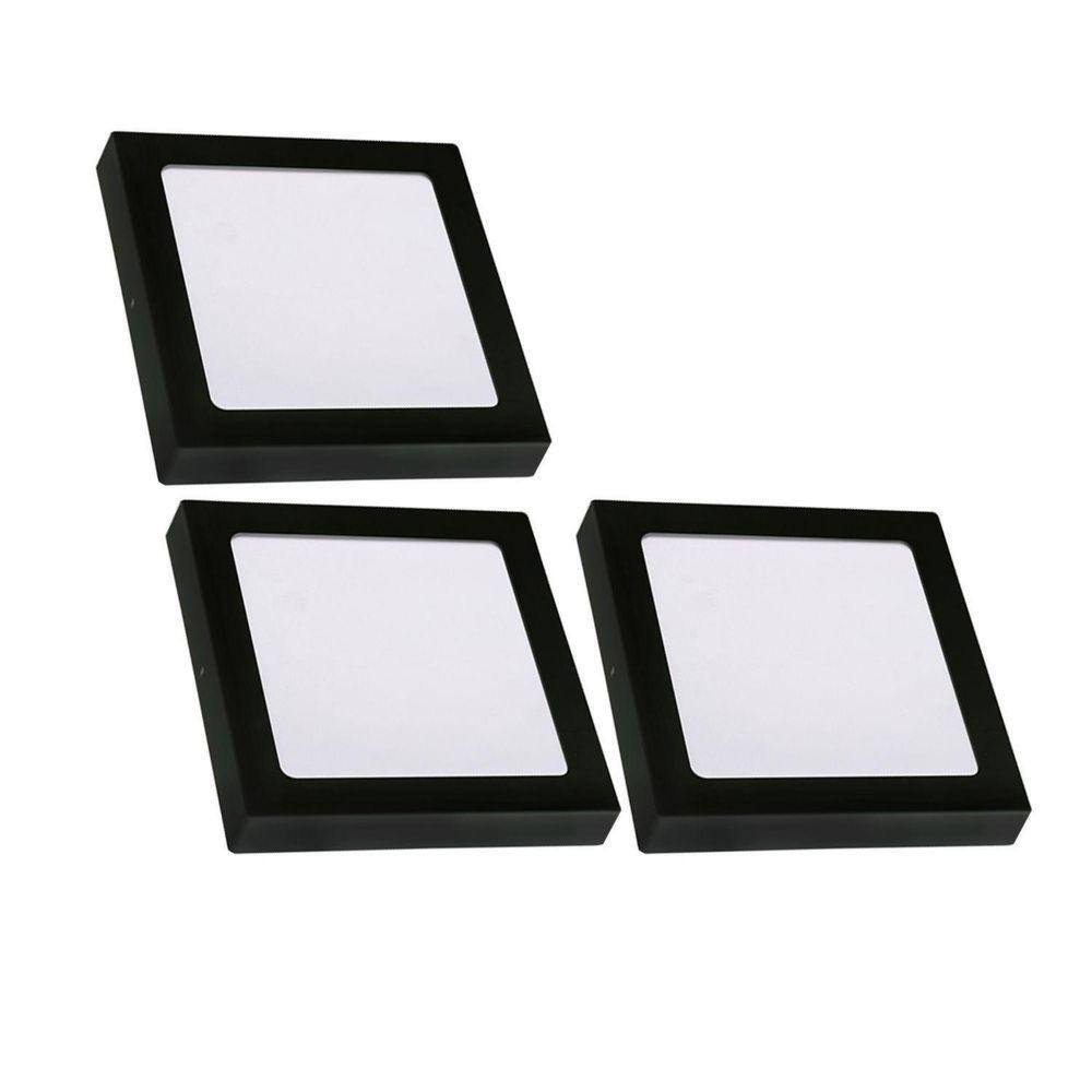 Kit 3 Lumin. Led Teto Sobrepor 12W Preto 4000K G-Light