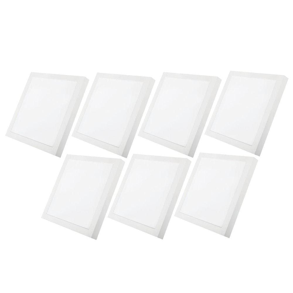 Kit 7 Luminária Led Sobrepor 21x21 Branco Quente 18w