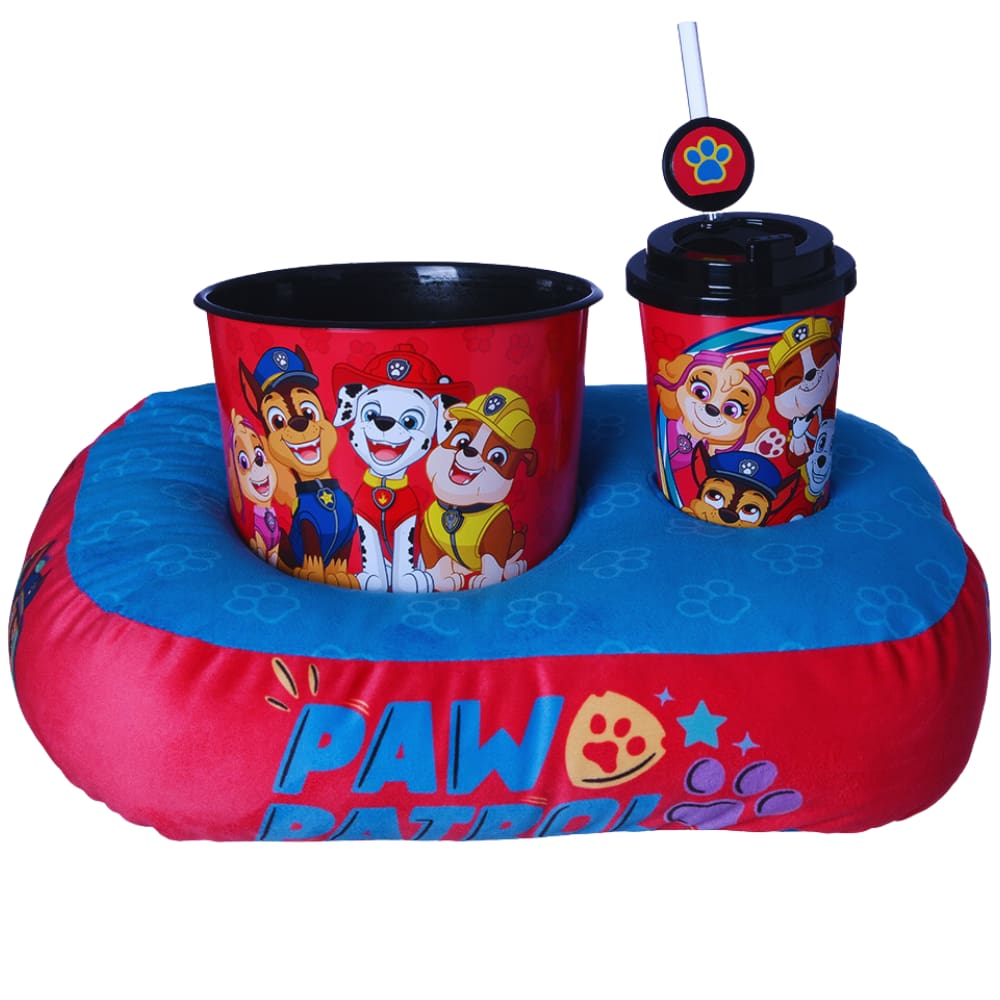 Kit Patrulha Canina Almofada Suede + Balde Pipoca + Copo Canudo Oficial Nickelodeon