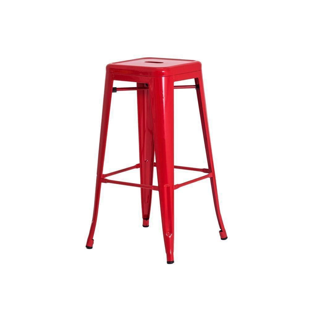 Banqueta Tolix Iron Design Vermelha 31x31x76cm 120kg