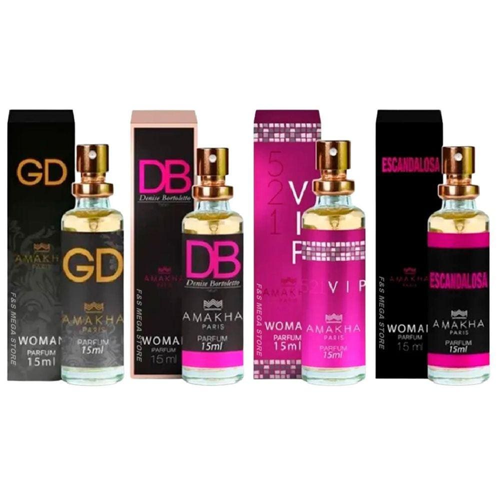 Kit Perfumes Femininos Amakha Paris - 4 Fragrâncias 15ml