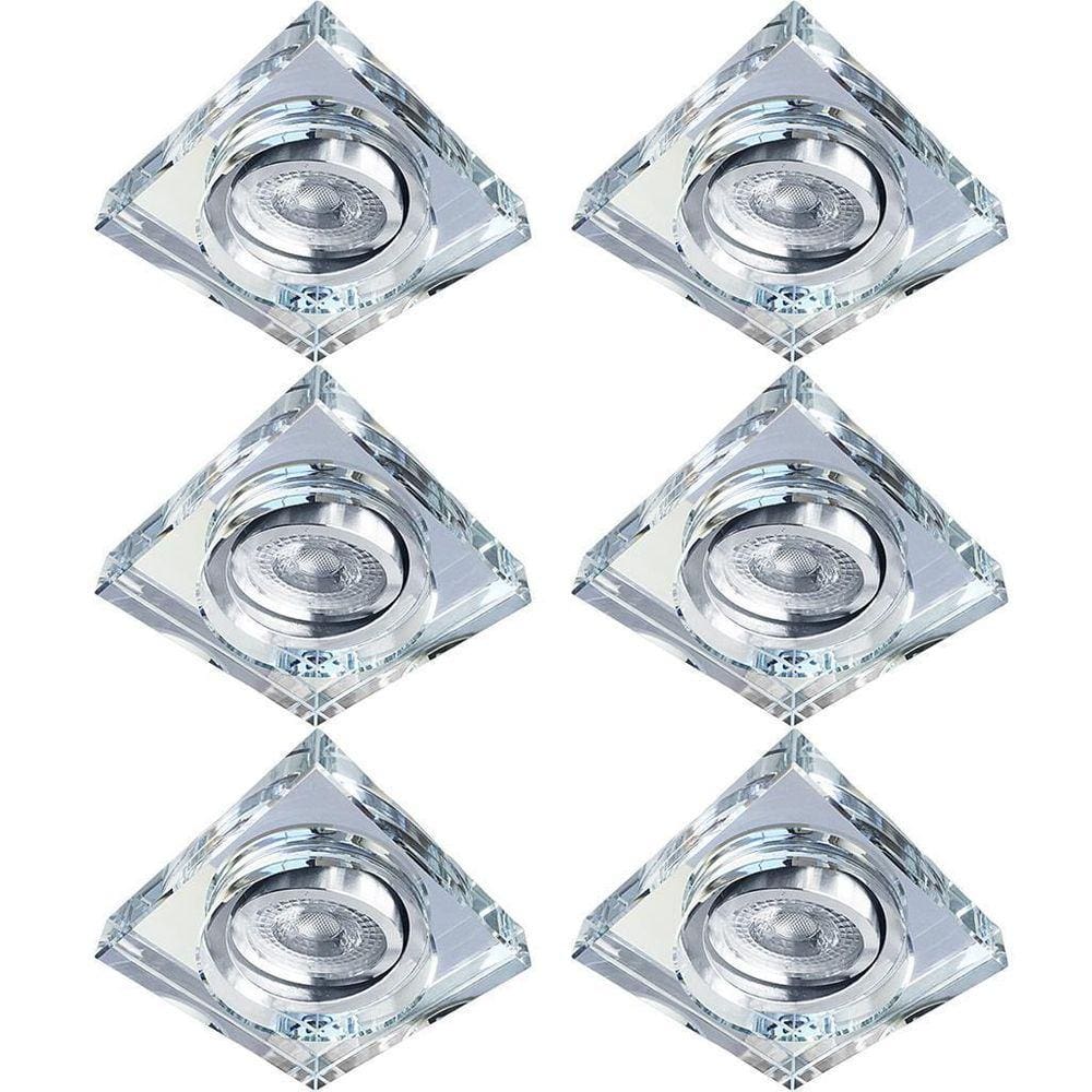 Spot Cristal Transparente com Luz Direcional - Kit 06 Spots