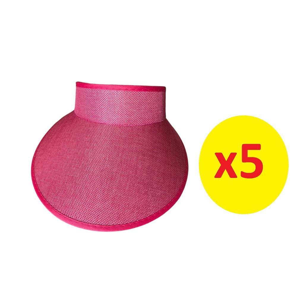Viseira Rosa Aba 12cm Elástico Praia Verão 5 Unidades