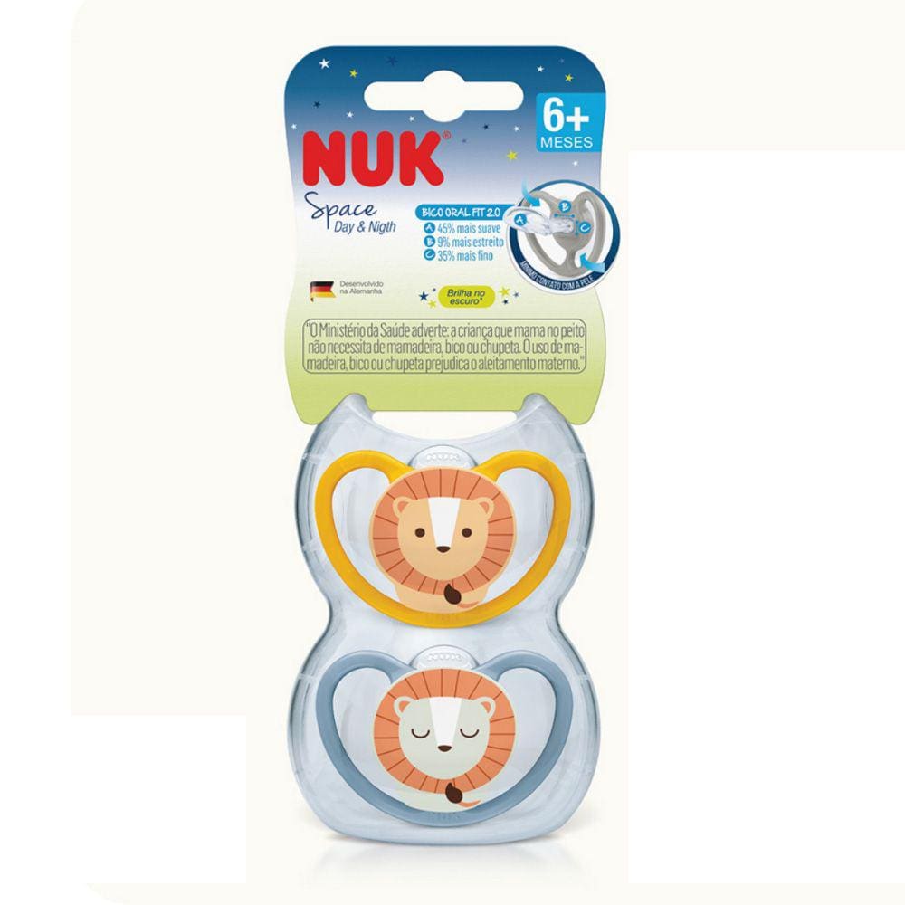Chupeta Space +6m Leão Brilha no Escuro C/2 Nuk