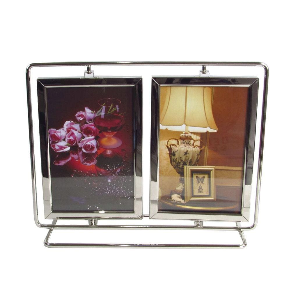 Porta Retrato Metal Giratório Duplo Para 4 Fotos 10x15cm