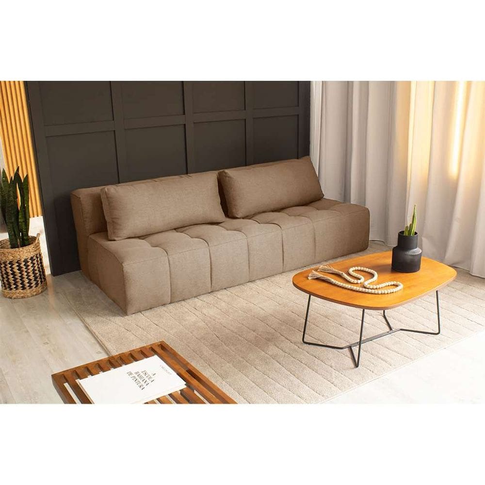 sofá 3 lugares modular soho linho bege