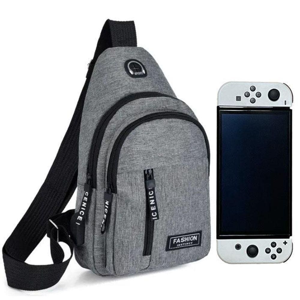 Bolsa Sling Nintendo Switch Lite Cinza 30x18x6cm