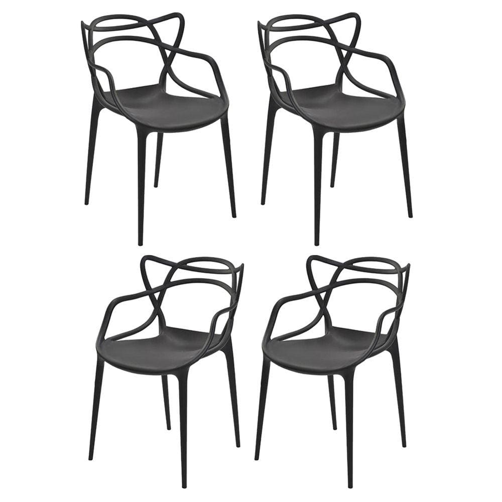 Conjunto 4 Cadeiras Decorativas com Encosto Allegra 53 x 82 Cm Polipropileno Preto