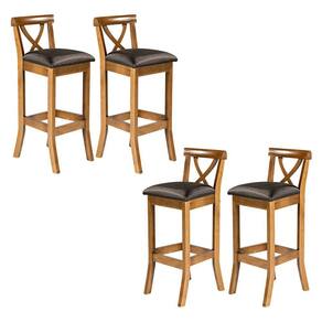 Kit 4 Banquetas Alta para Cozinha 36 x 100 Cm Paris Madeira Maciça Imbuia Facto Preto L72