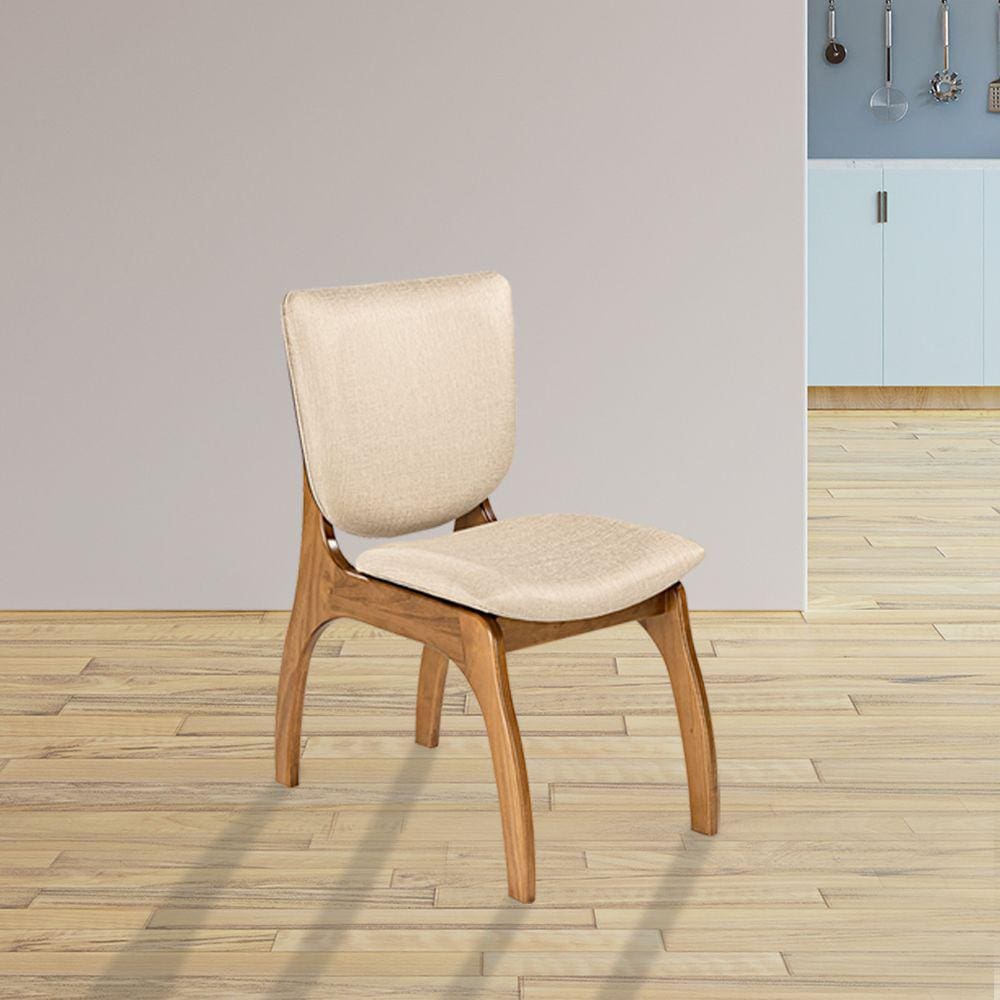 Cadeira Estofada para Mesa de Jantar 50 x 86 Cm Irlanda Madeira Maciça Imbuia Linho Bege M58 - RMI