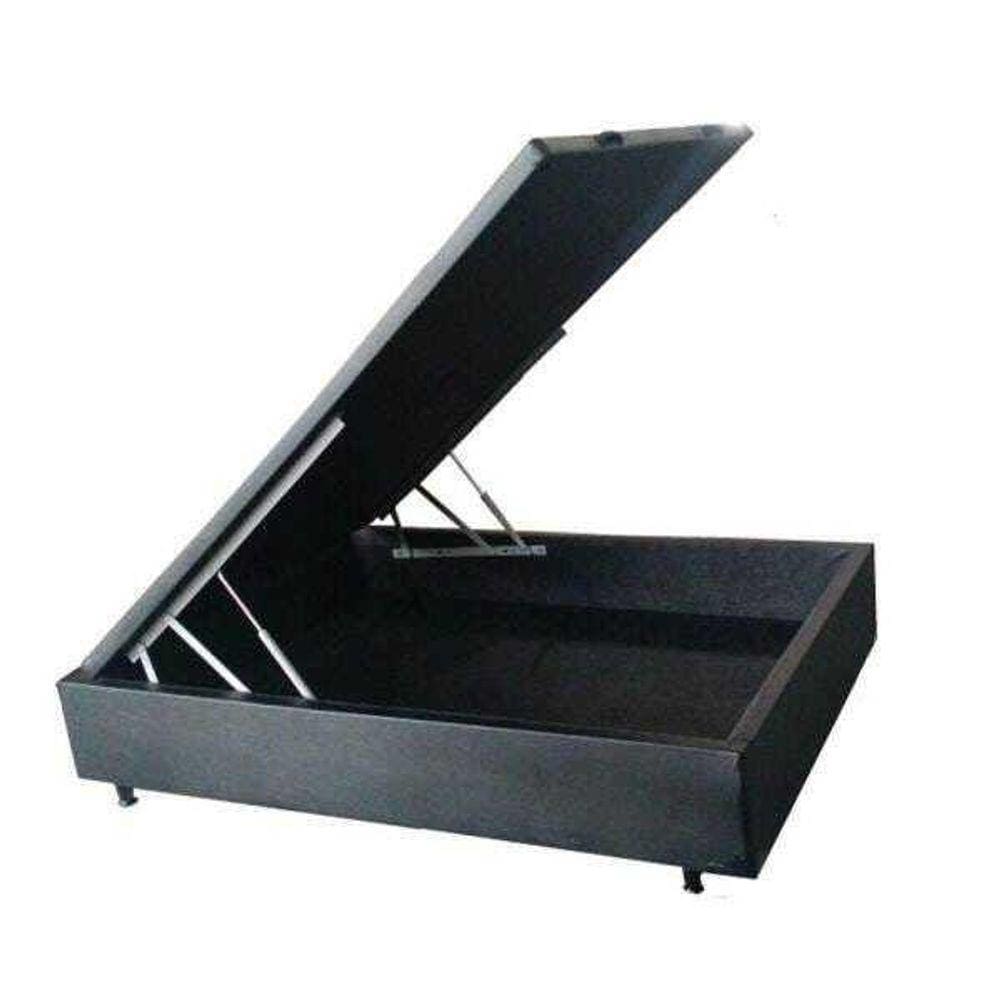 Base Box Baú Casal Preto 39x138x188cm Sintético