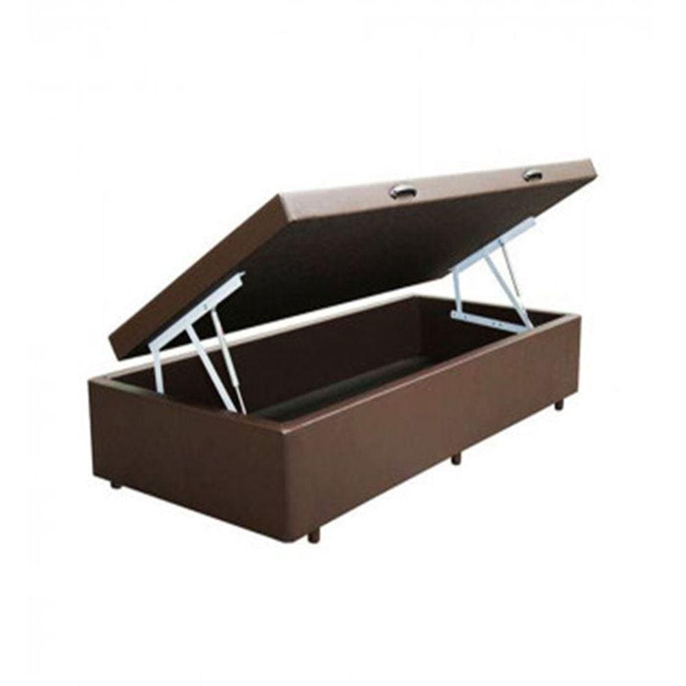 Box Baú Solteiro Suede Marrom - 39x88x188