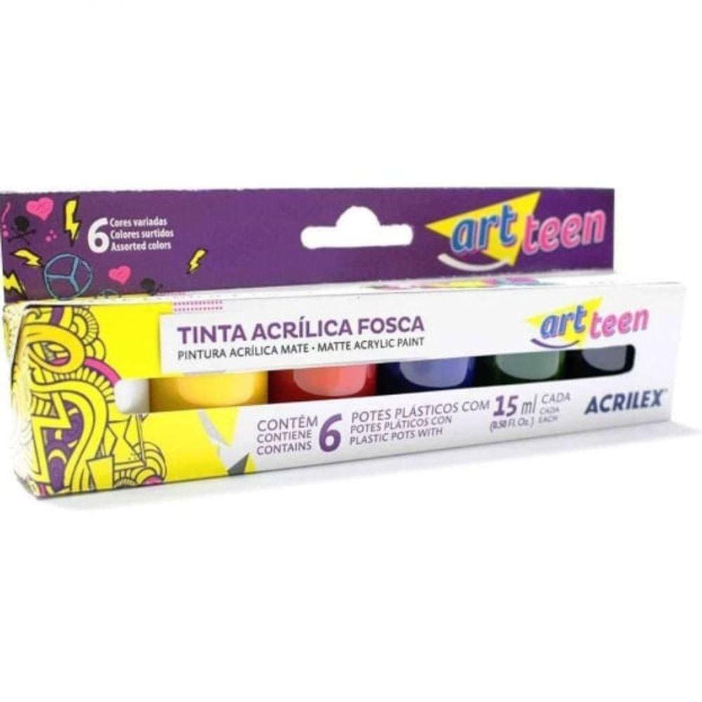 Tinta Acrílica Fosca 15ml 6 Cores - Acrilex