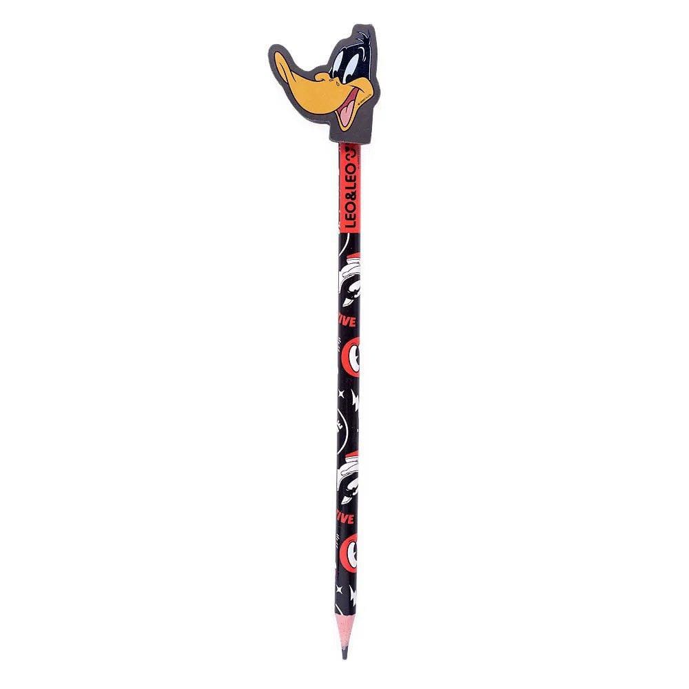 Lápis Preto com Borracha Nº2 Redondo Looney Tunes Leo e Leo