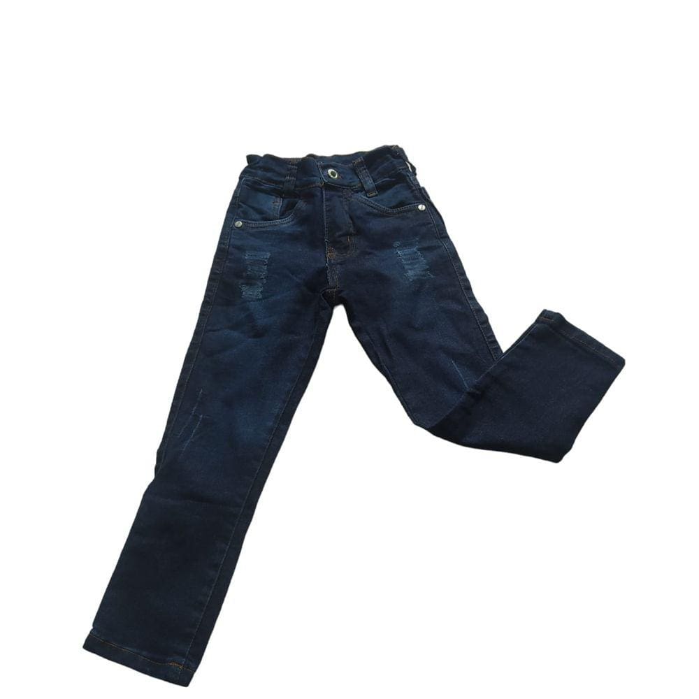 Calça Jeans Azul detalhe riscado Infantil Masculina Menino 1 A 10 Anos