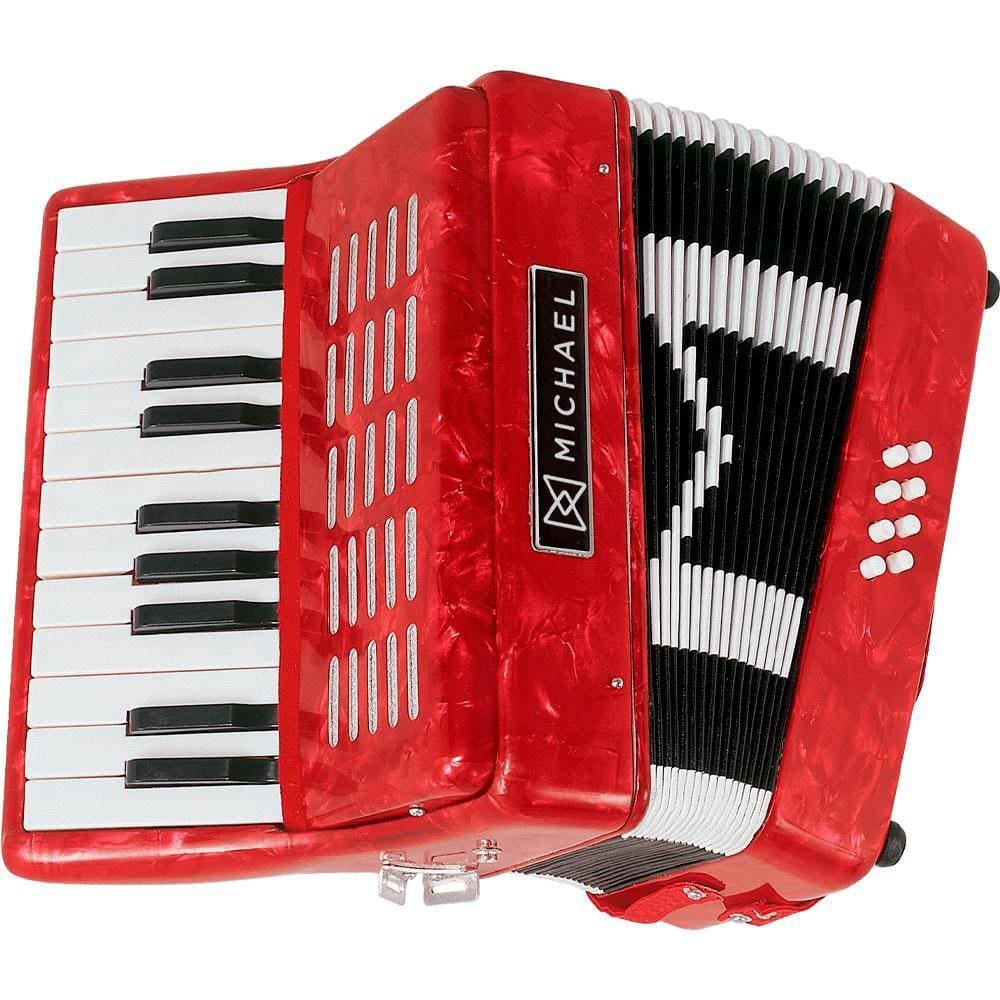 Acordeon Infantil Michael ACM0822 Vermelho Perolado 8 Baixos