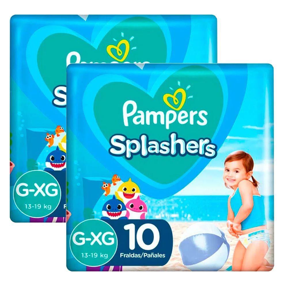 Kit 2 Fraldas Descartáveis Pampers Splashers Piscina G/XG 10 Unidades