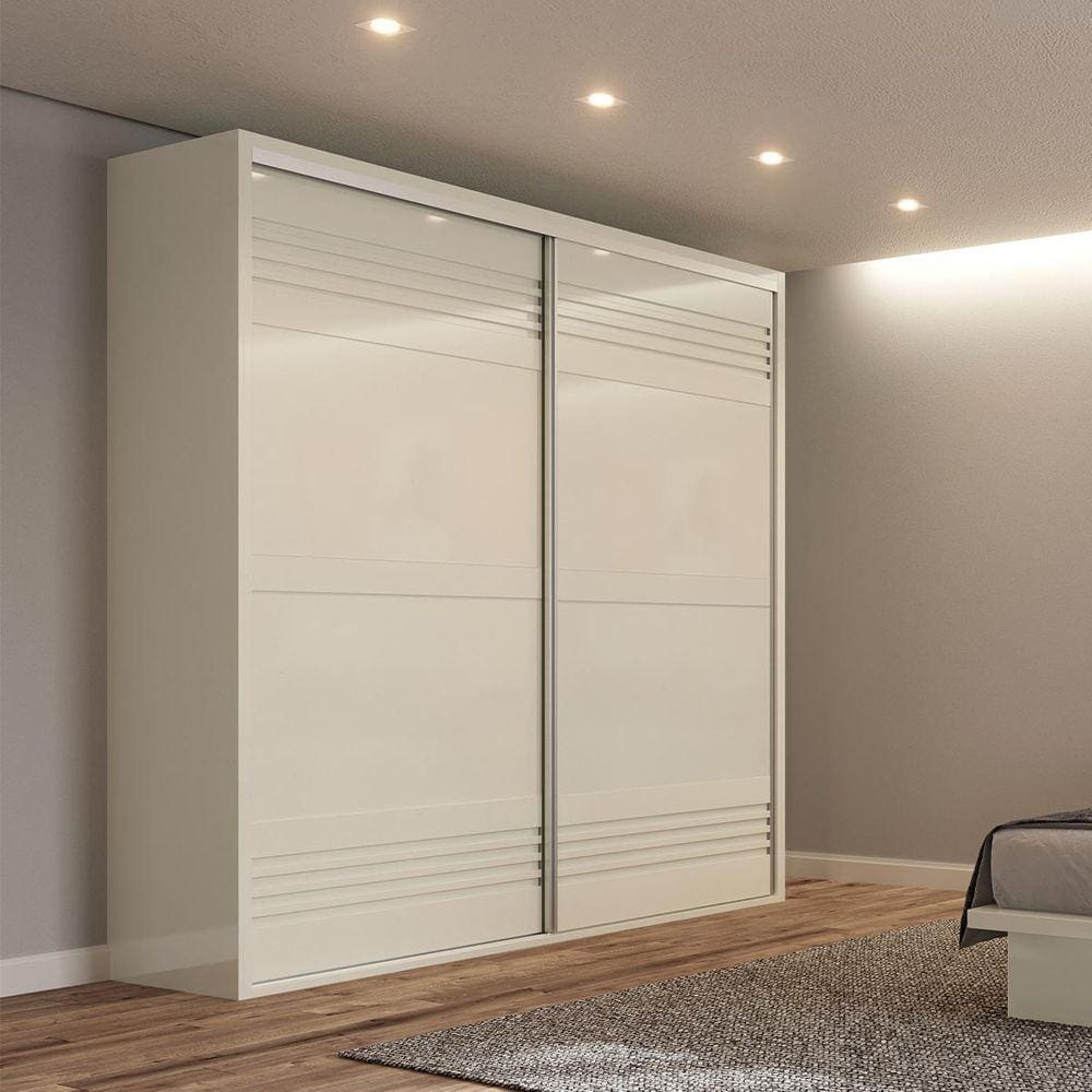 Guarda Roupas com 2 Portas de Correr 223 Cm em 100% MDF Off White Dalla Costa