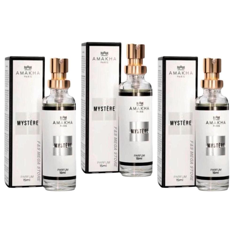 Perfume Feminino Amakha Paris Mystere 15ml - Kit 3 Unid.