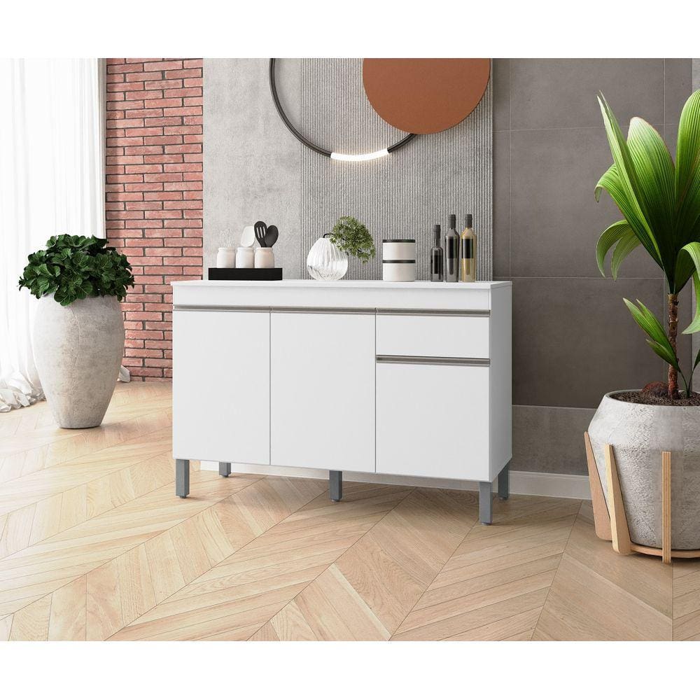 Balcão Gabinete de Pia Isabela 100cm Branco S/ Tampo - Nathan