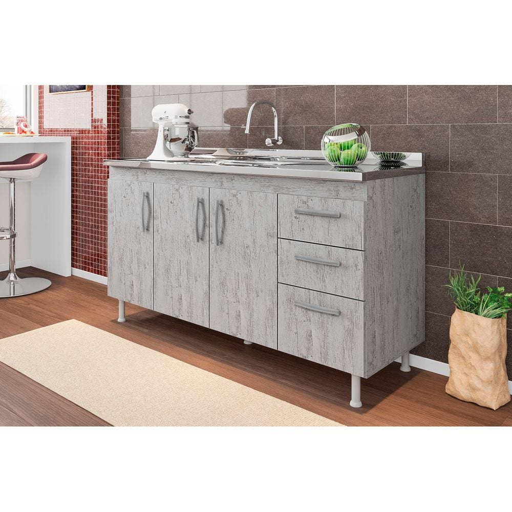 Balcão Gabinete de Pia Nathan 160cm Rústico S/ Tampo