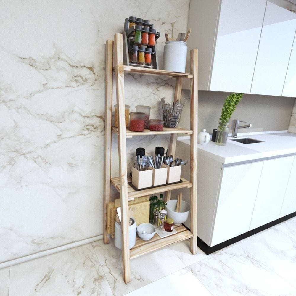 Arara Multifuncional Para Lojas Expositora Vitrine Madeira Natural