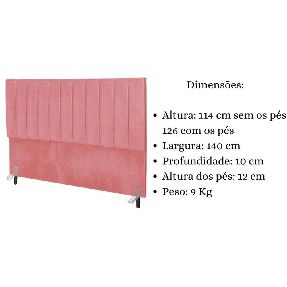 Cabeceira Cama Box Casal 140 Cm Carla Suede Rosa E Frame