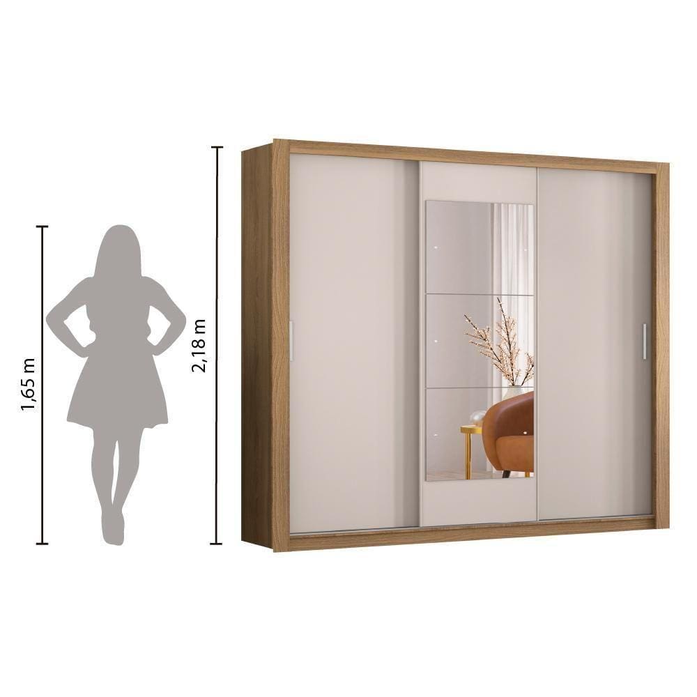 Guarda Roupas Casal 3 Portas De Correr Com Espelho | Extra