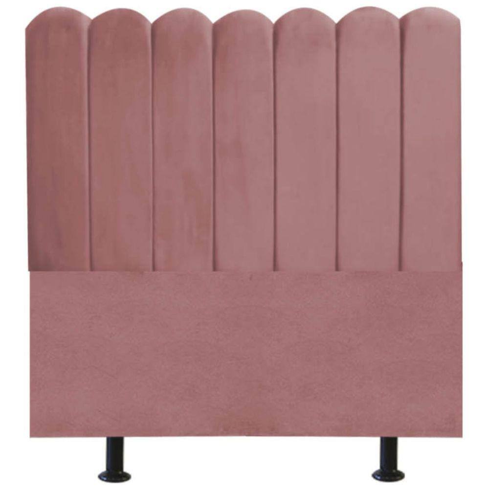 Cabeceira Nuvem Cama Box Solteiro 90 cm Alanis Suede Rosê