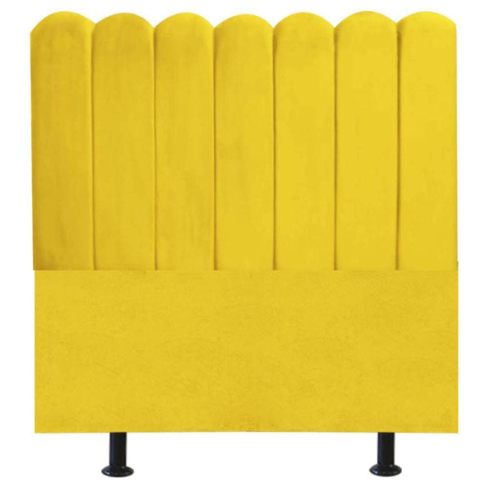 Cabeceira Nuvem Cama Box Solteiro 90cm Alanis Suede Amarelo