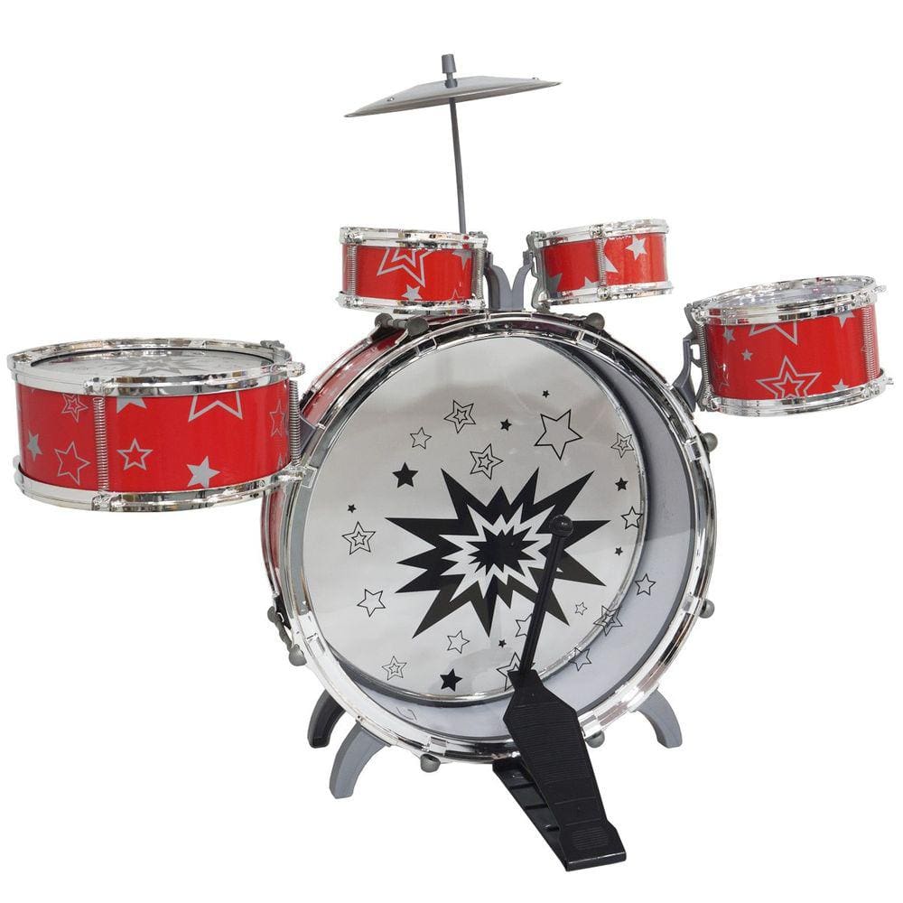 Bateria Infantil para Criança Profissional Completa Pedal Banco Baqueta Rock Star Importway Bw039