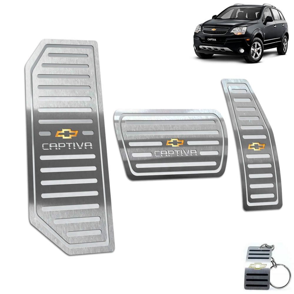 Kit Pedaleira + Descanso Chevrolet Captiva Aço Inox